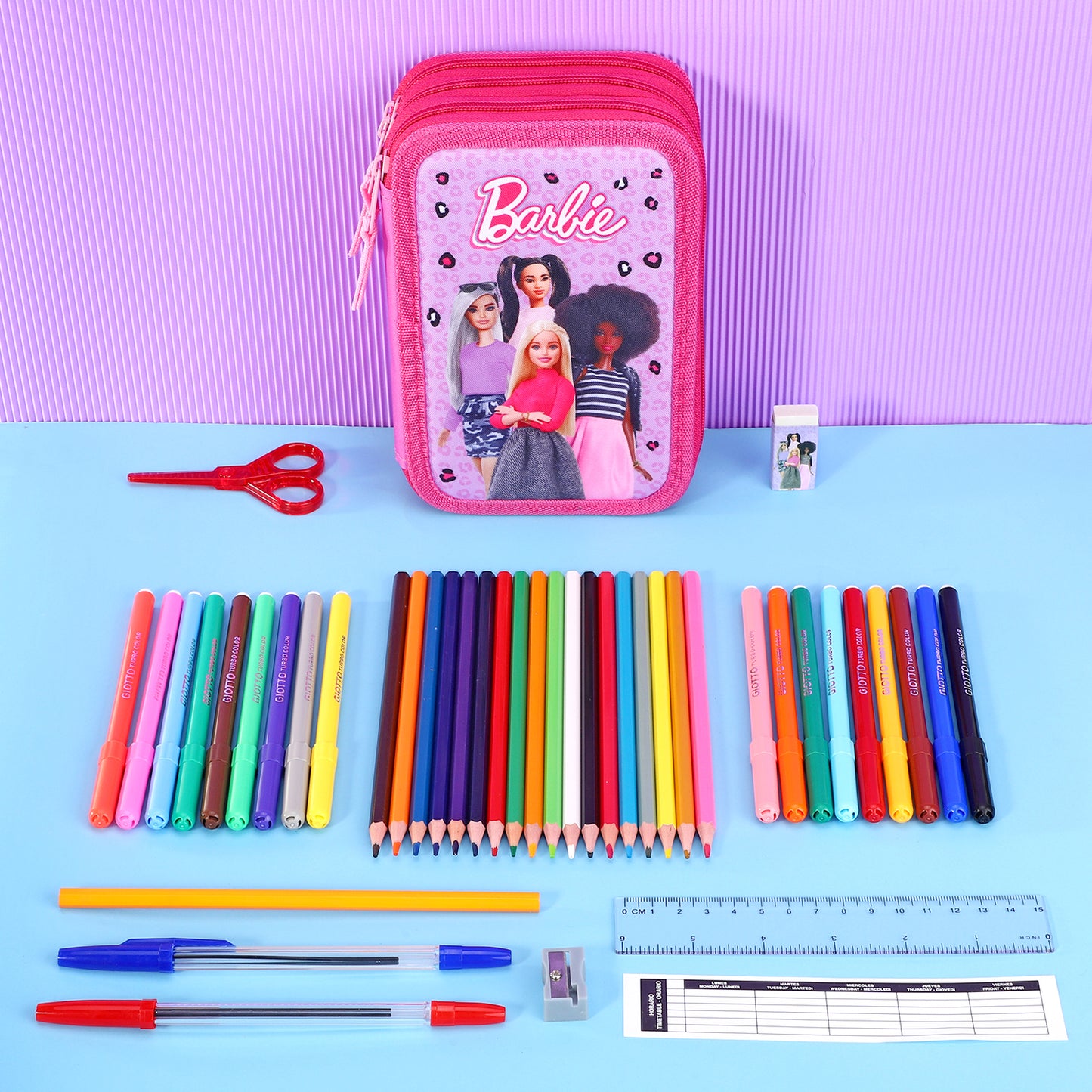 Barbie 3 Tier Large Pencil Case School Supplies Pens Pencils Sets
