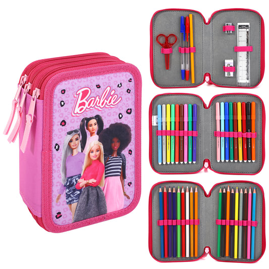 Barbie 3 Tier Large Pencil Case School Supplies Pens Pencils Sets