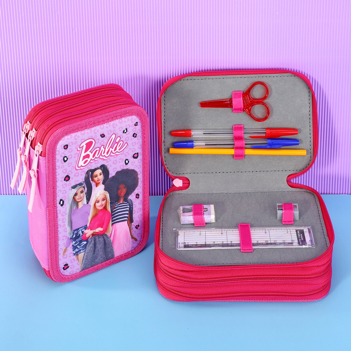 Barbie 3 Tier Large Pencil Case School Supplies Pens Pencils Sets