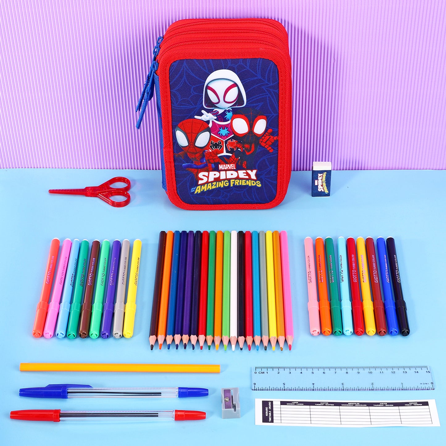 Spidey 3 Tier Large Pencil Case School Supplies Pens Pencils Sets