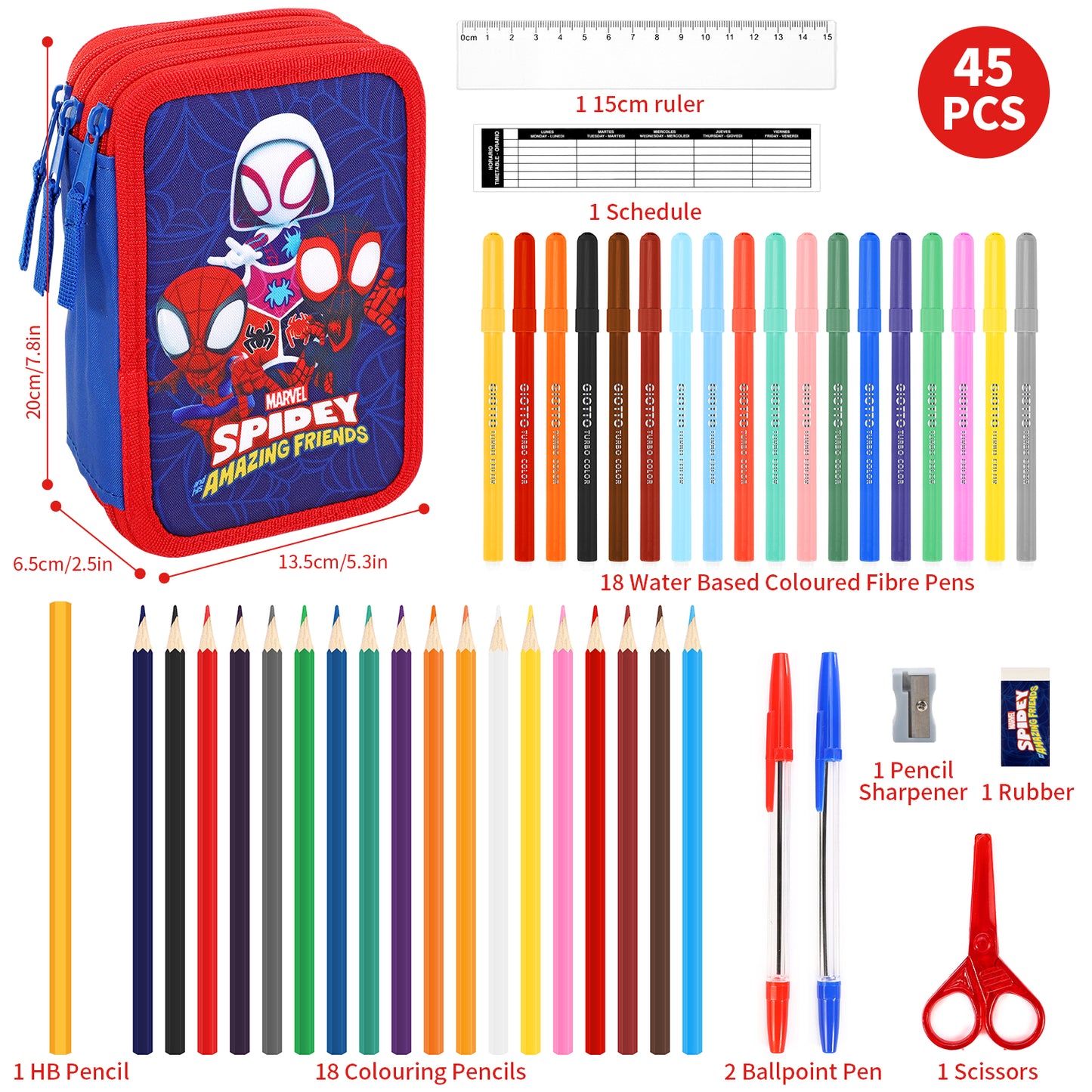 Spidey 3 Tier Large Pencil Case School Supplies Pens Pencils Sets