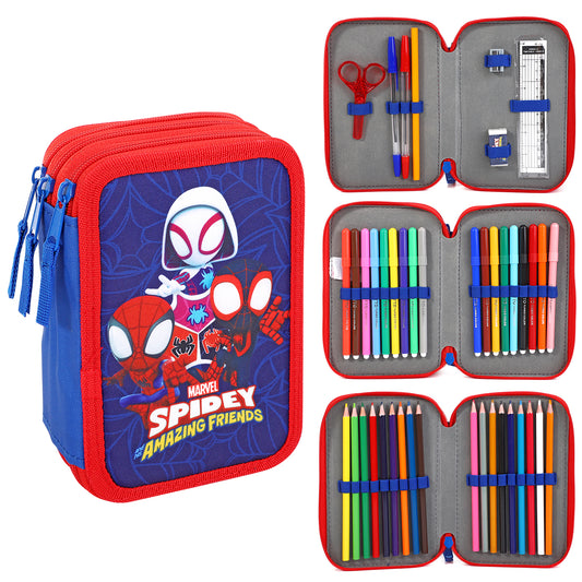 Spidey 3 Tier Large Pencil Case School Supplies Pens Pencils Sets