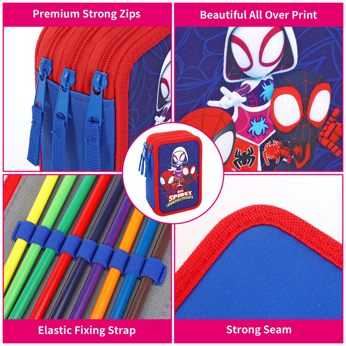 Spidey 3 Tier Large Pencil Case School Supplies Pens Pencils Sets