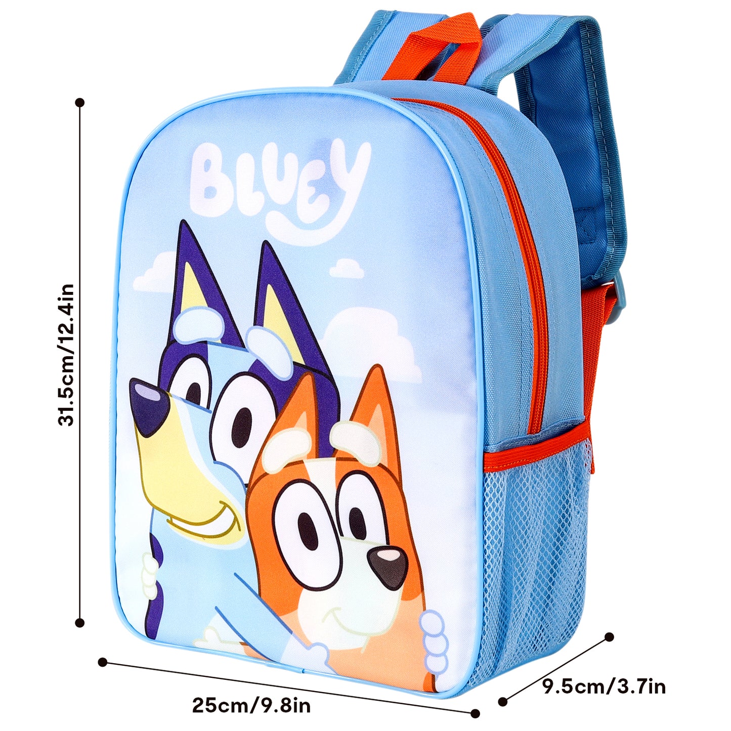 Bluey Childrens Backpack Bag Boys Girls with side mesh pocket