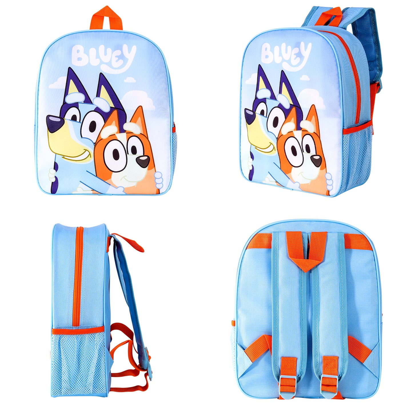 Bluey Childrens Backpack Bag Boys Girls with side mesh pocket