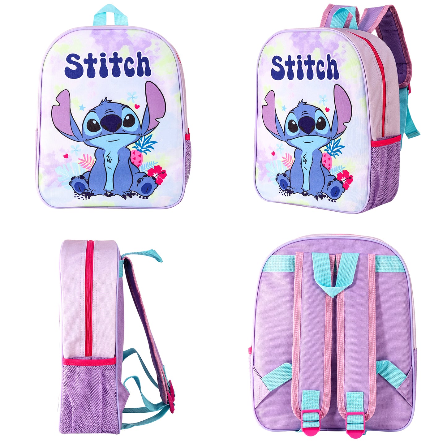 Disney Stitch Kids Childrens Backpack Bag Boys Girls with side mesh pocket