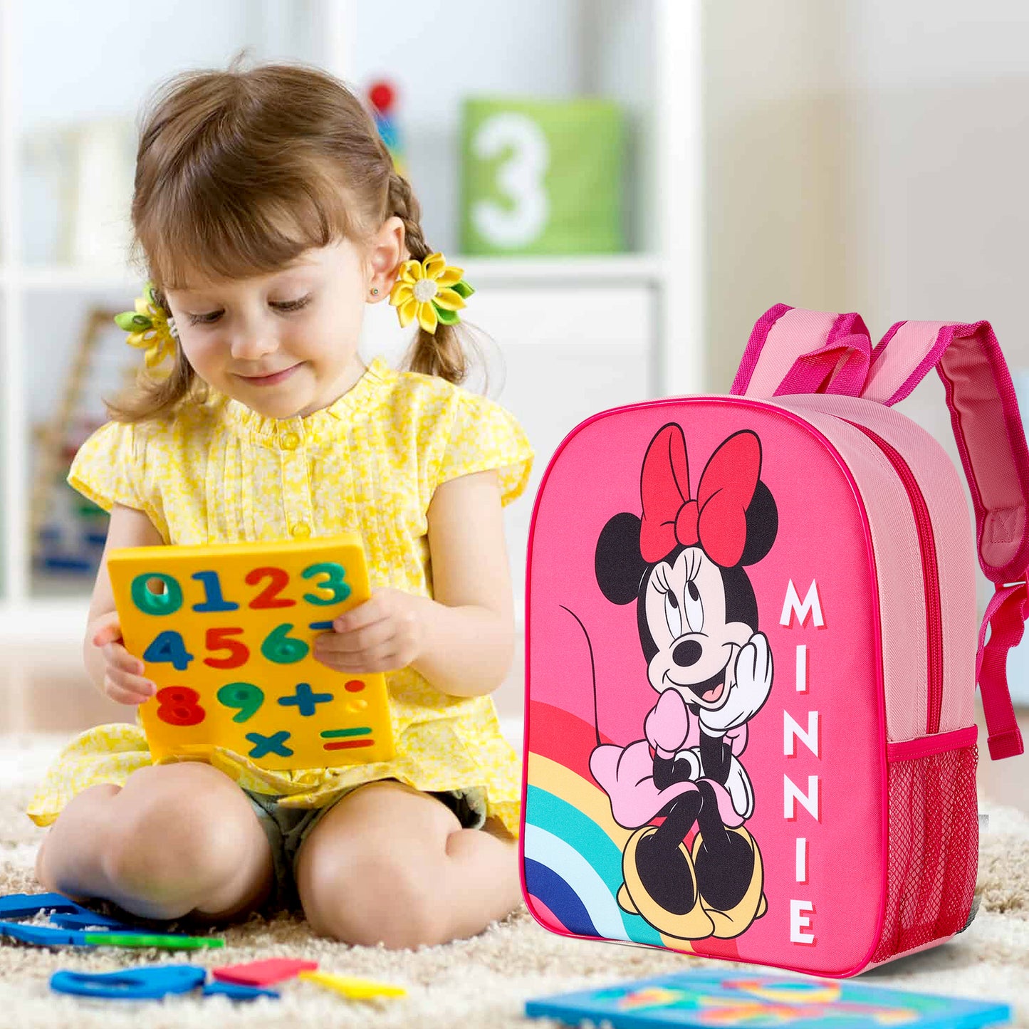 Disney Minnie Mouse Childrens Backpack Bag Boys Girls with side mesh pocket