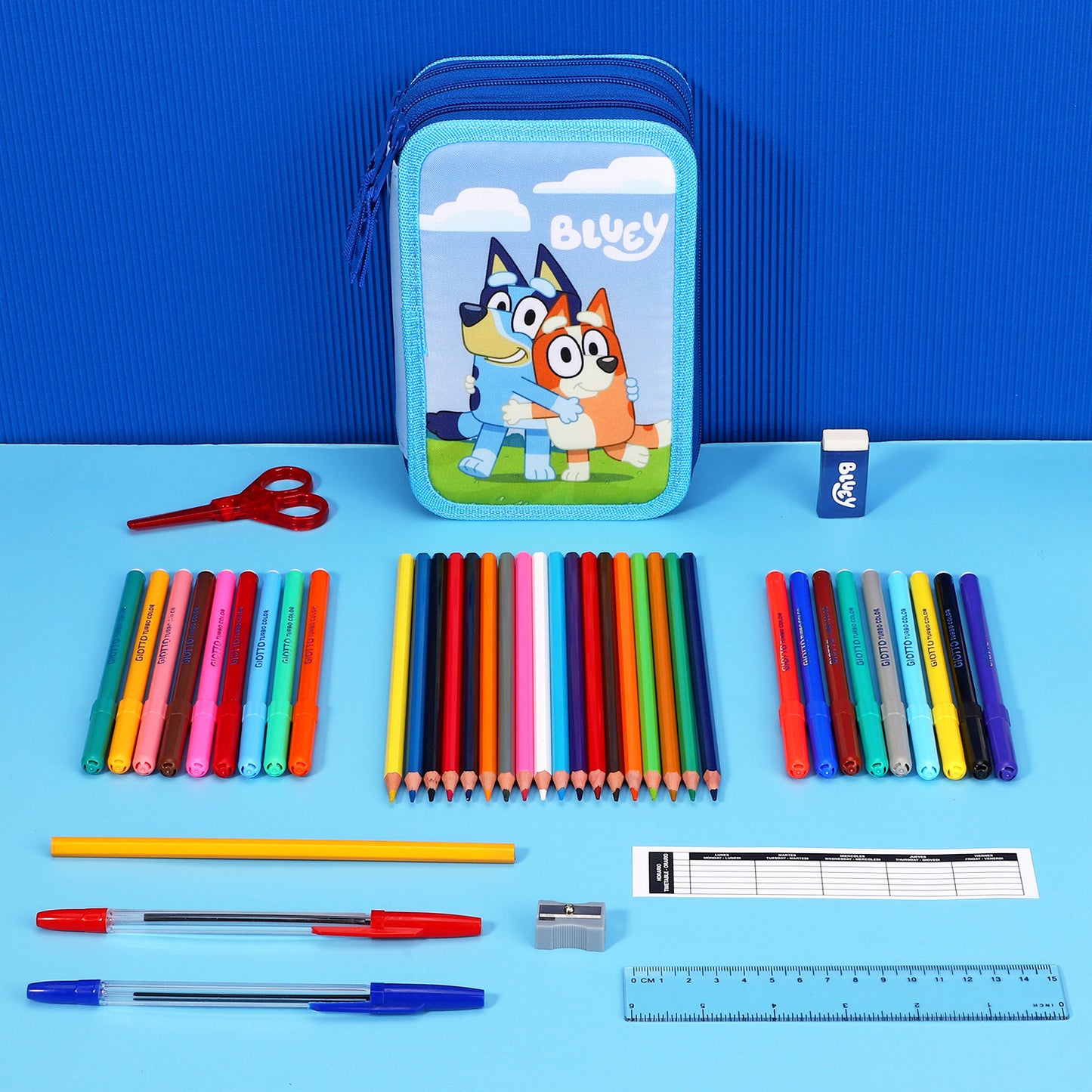 Bluey 3 Tier Large Pencil Case School Supplies Pens Pencils Sets
