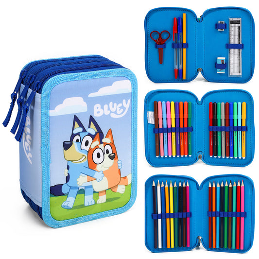 Bluey 3 Tier Large Pencil Case School Supplies Pens Pencils Sets