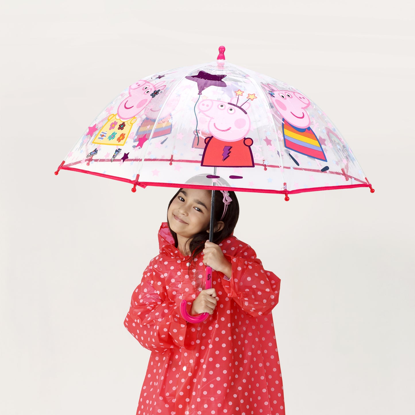 Peppa Pig Dome Umbrella for Kids Childrens Boys Girls Brolly with Safety Opening