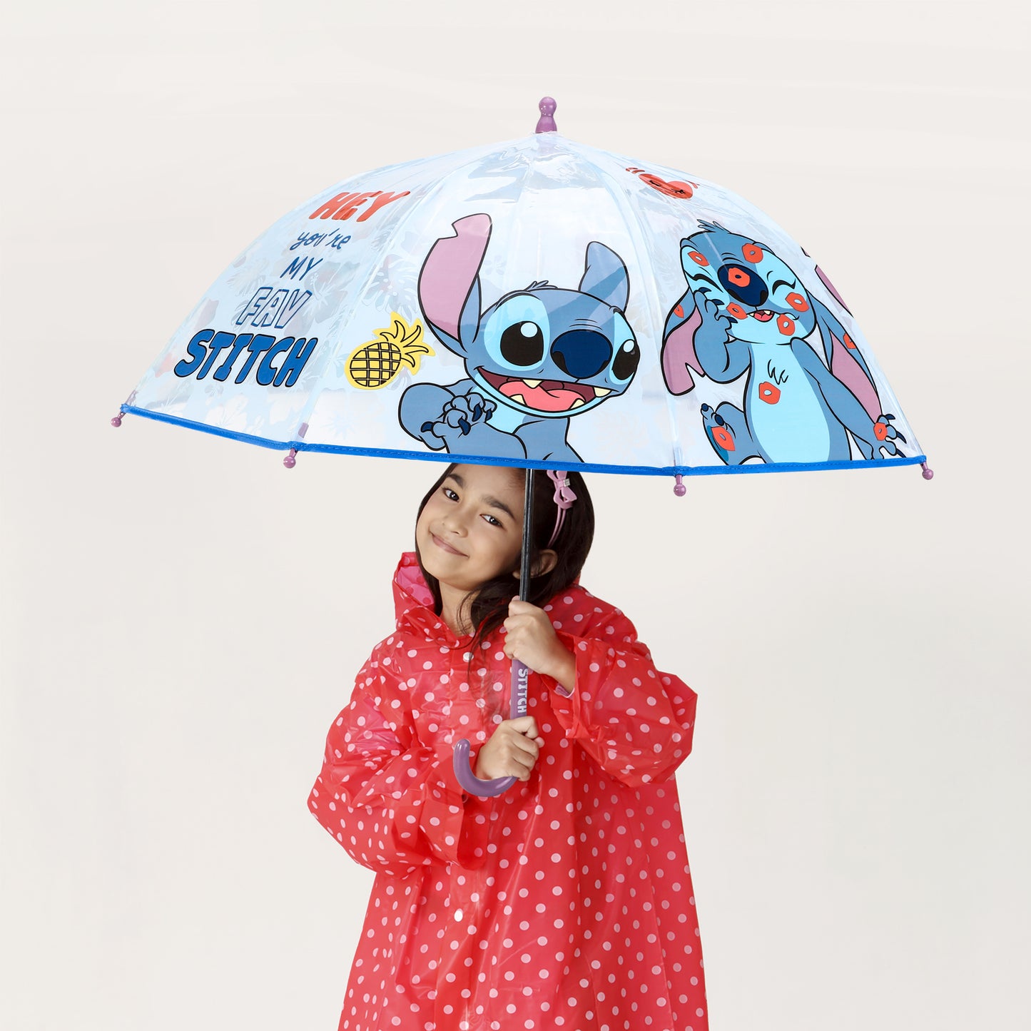Stitch Dome Umbrella for Kids Childrens Boys Girls Brolly with Safety Opening