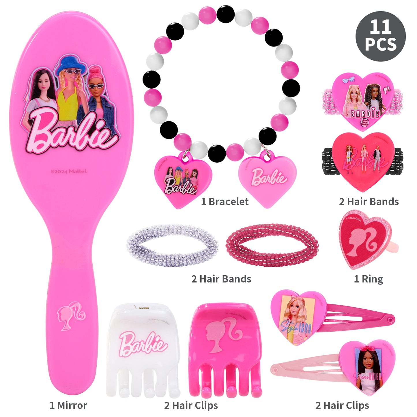 Barbie 11pcs Girls Kids Hair Accessories Beauty Set