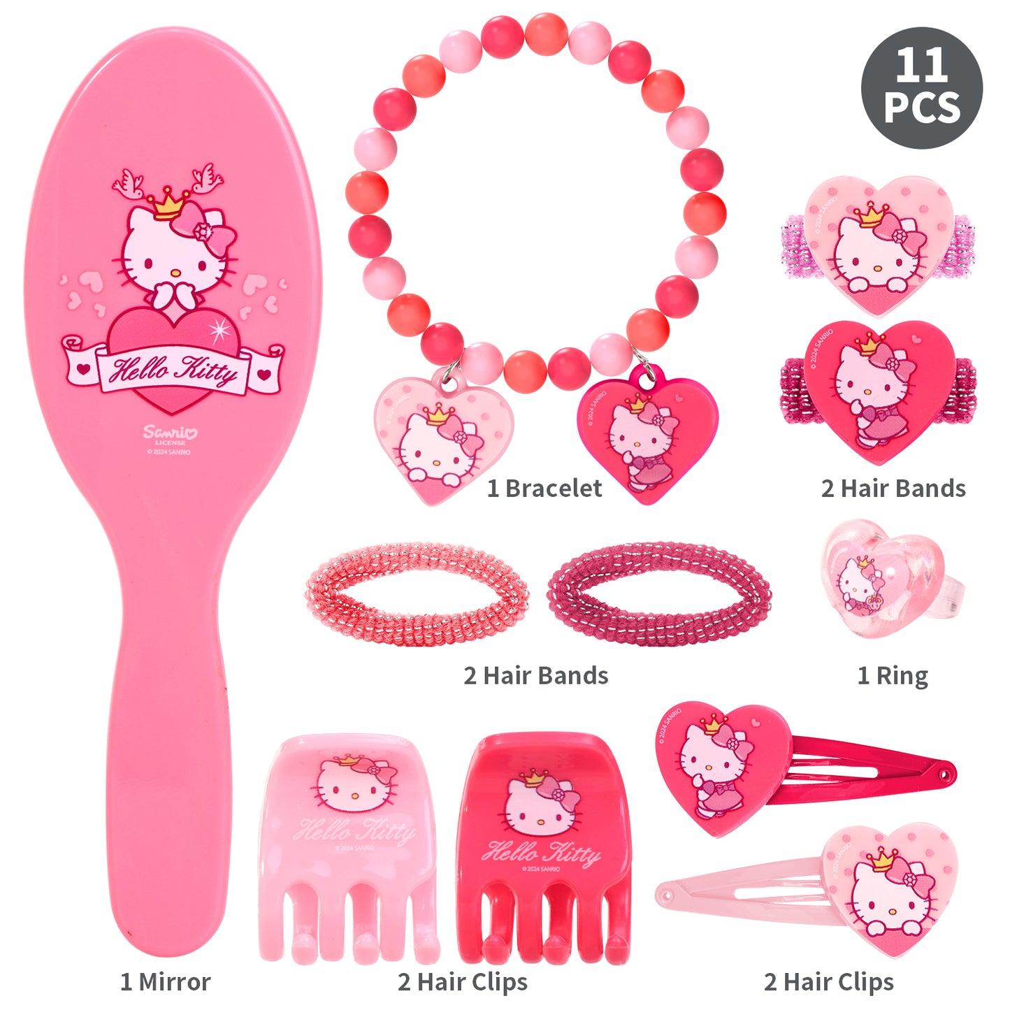 Hello Kitty 11pcs Girls Kids Hair Accessories Beauty Set