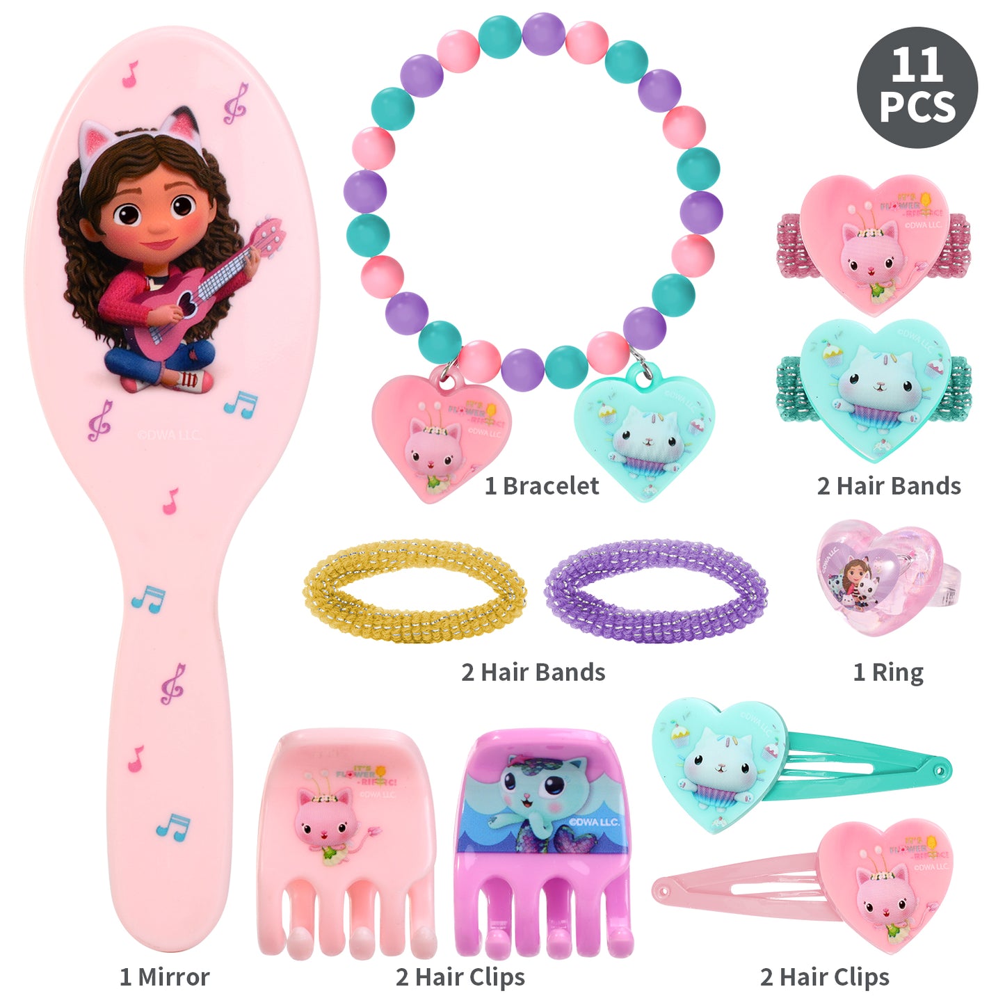 Gabby's Dollhouse 11pcs Girls Kids Hair Accessories Beauty Set