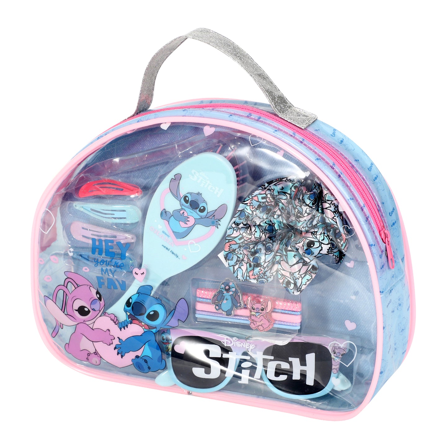 Disney Stitch 12pc Girls Kids Sunglasses Hair Accessories Beauty Set with Carry Case
