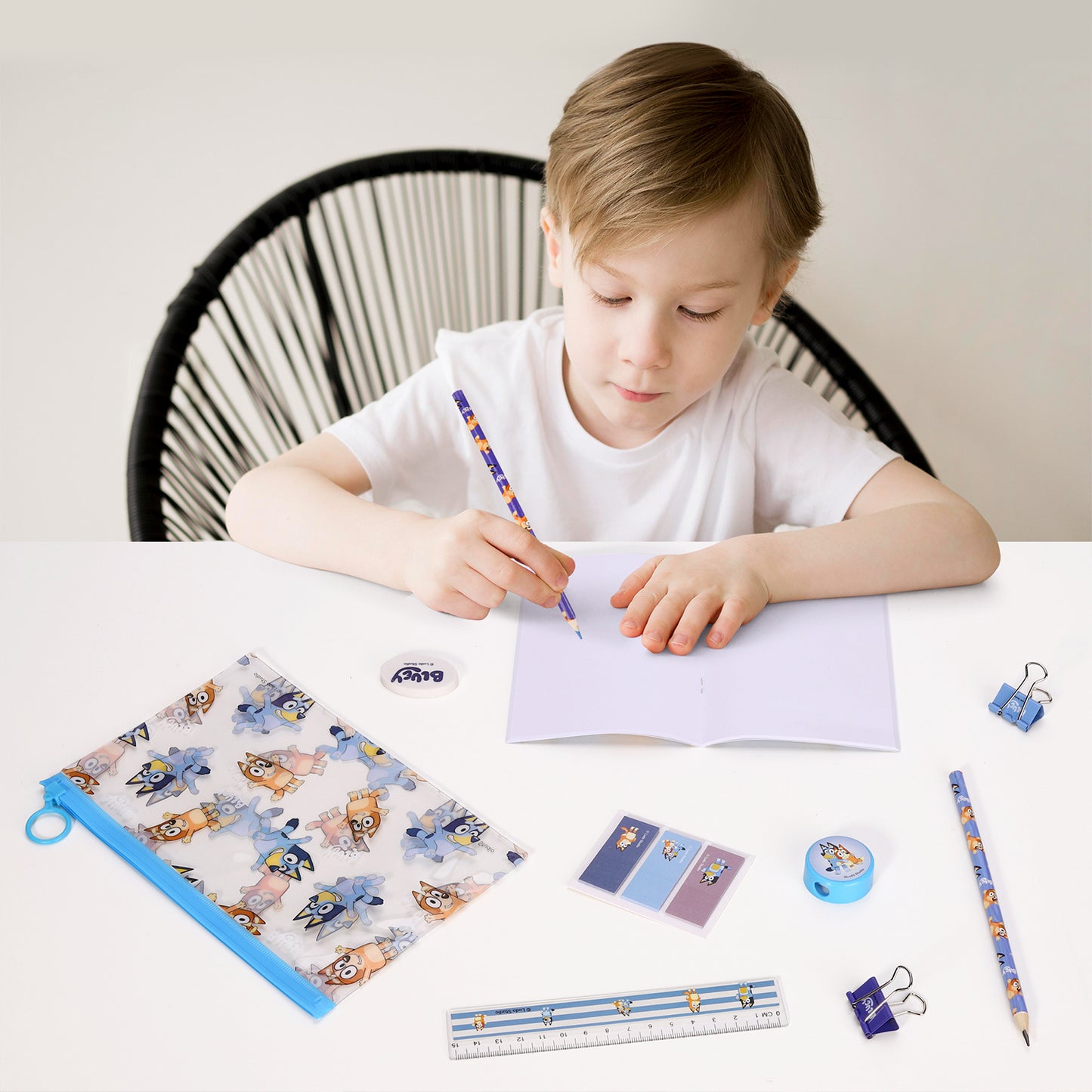 Bluey 9pcs Transparent Filled Pencil Case Stationery Set Waterproof Boys Girls Kids Children School Travel Exam