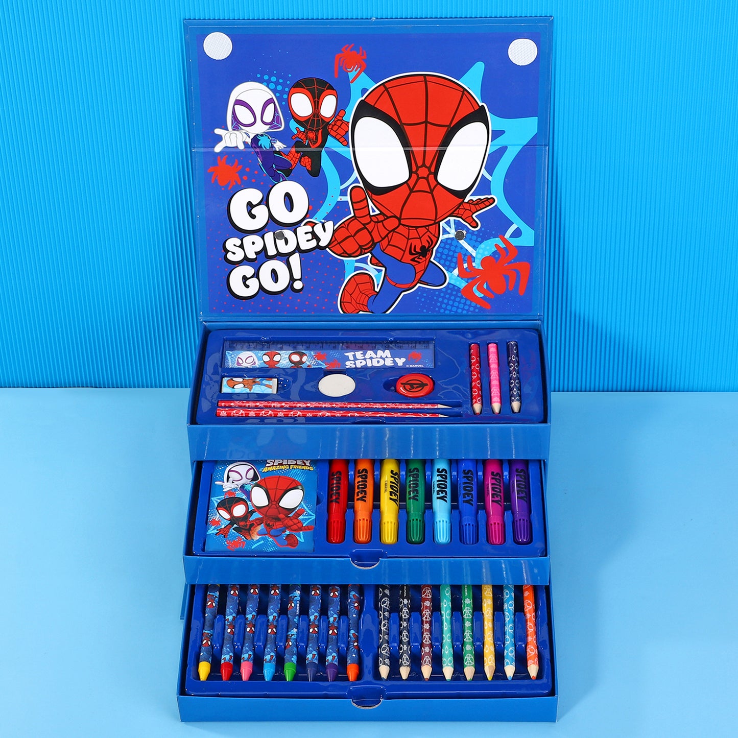Spidey Kids 34pc Colouring Art Stationery Travel Set for Children