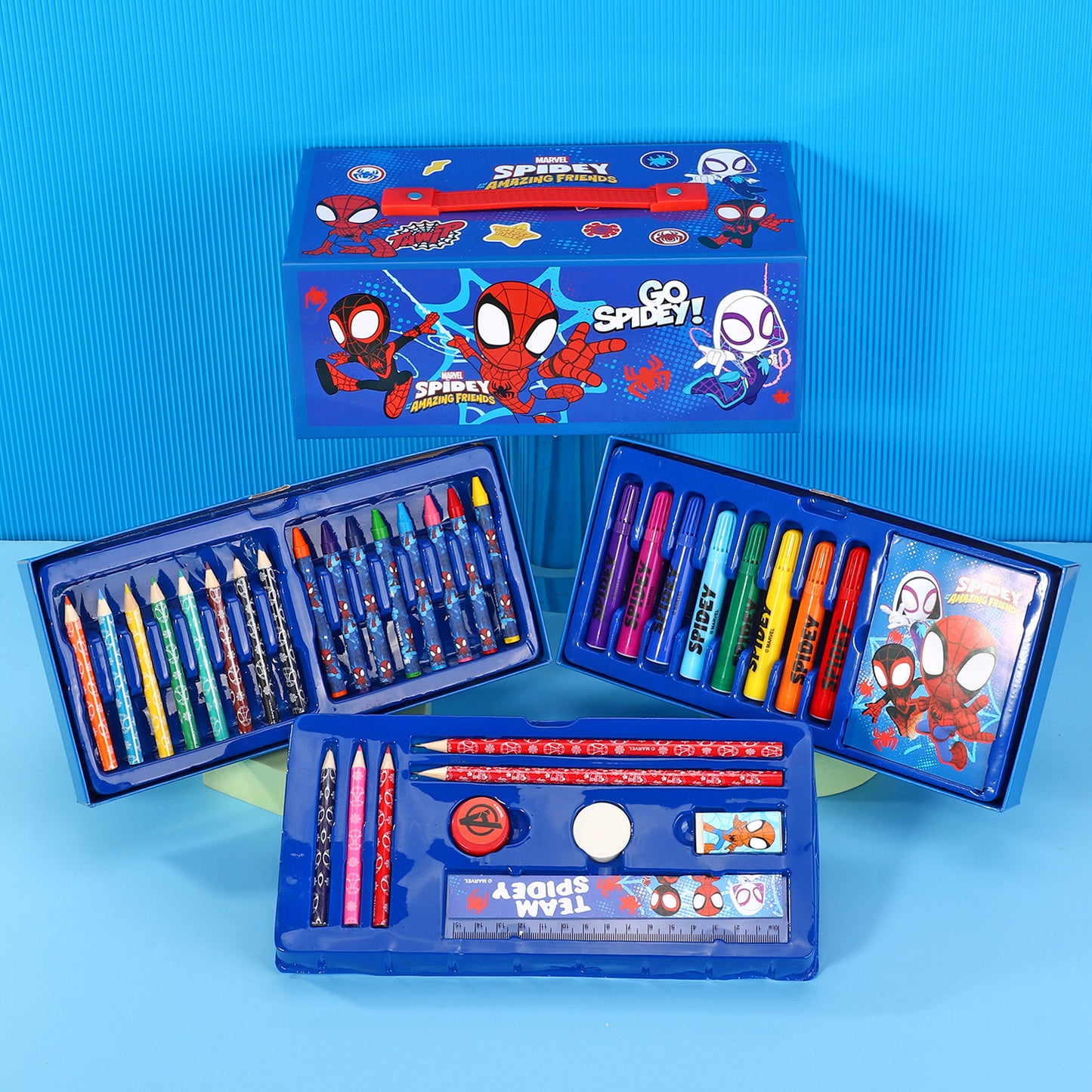 Spidey Kids 34pc Colouring Art Stationery Travel Set for Children