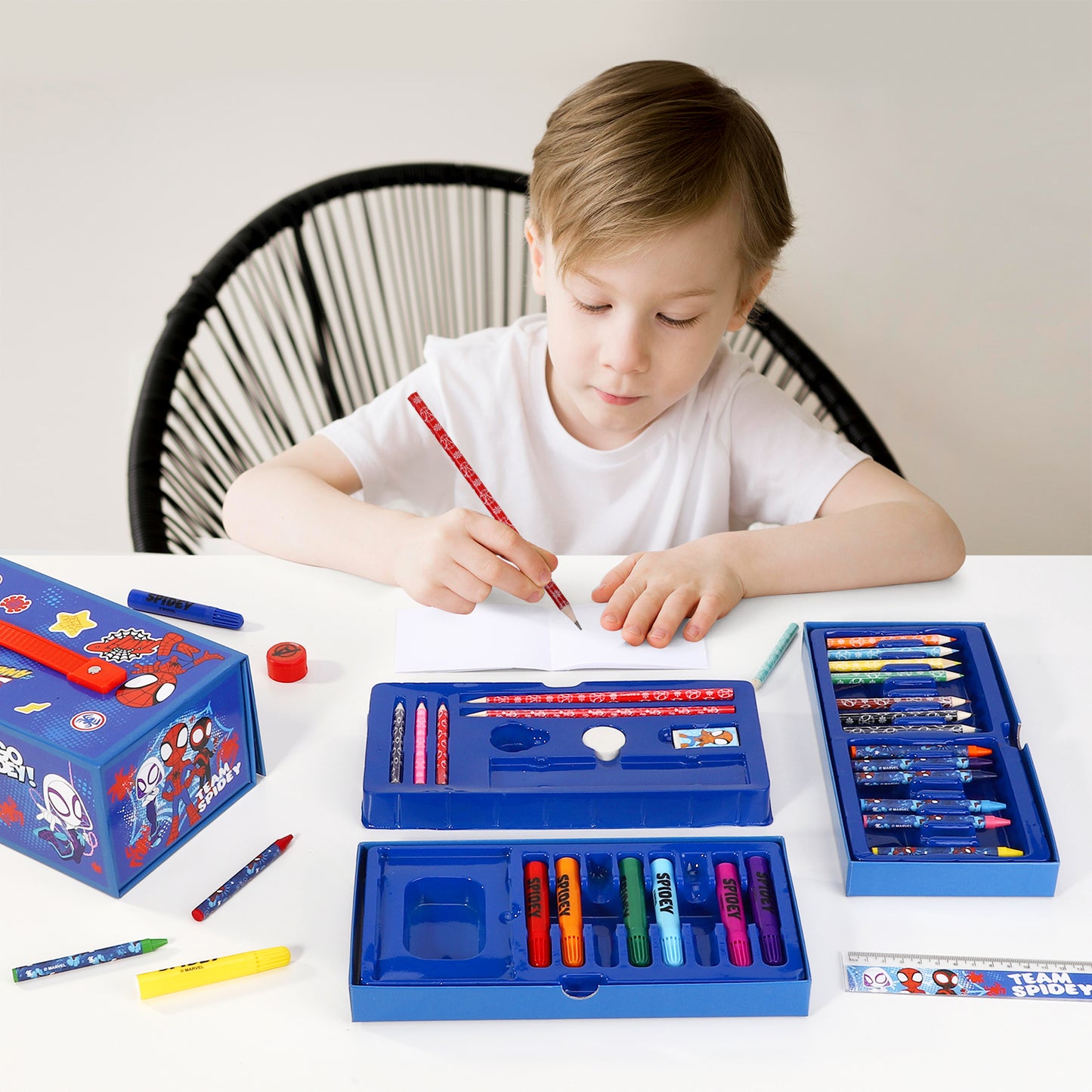 Spidey Kids 34pc Colouring Art Stationery Travel Set for Children
