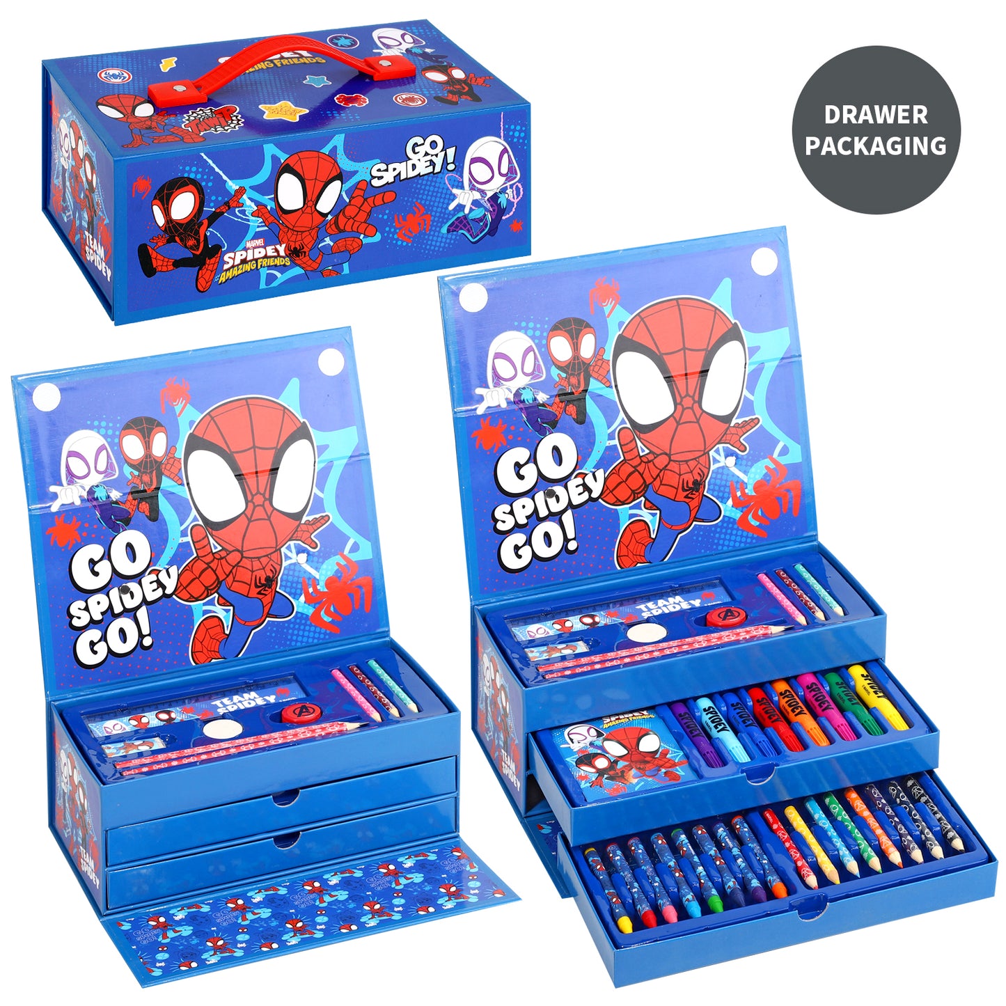 Spidey Kids 34pc Colouring Art Stationery Travel Set for Children