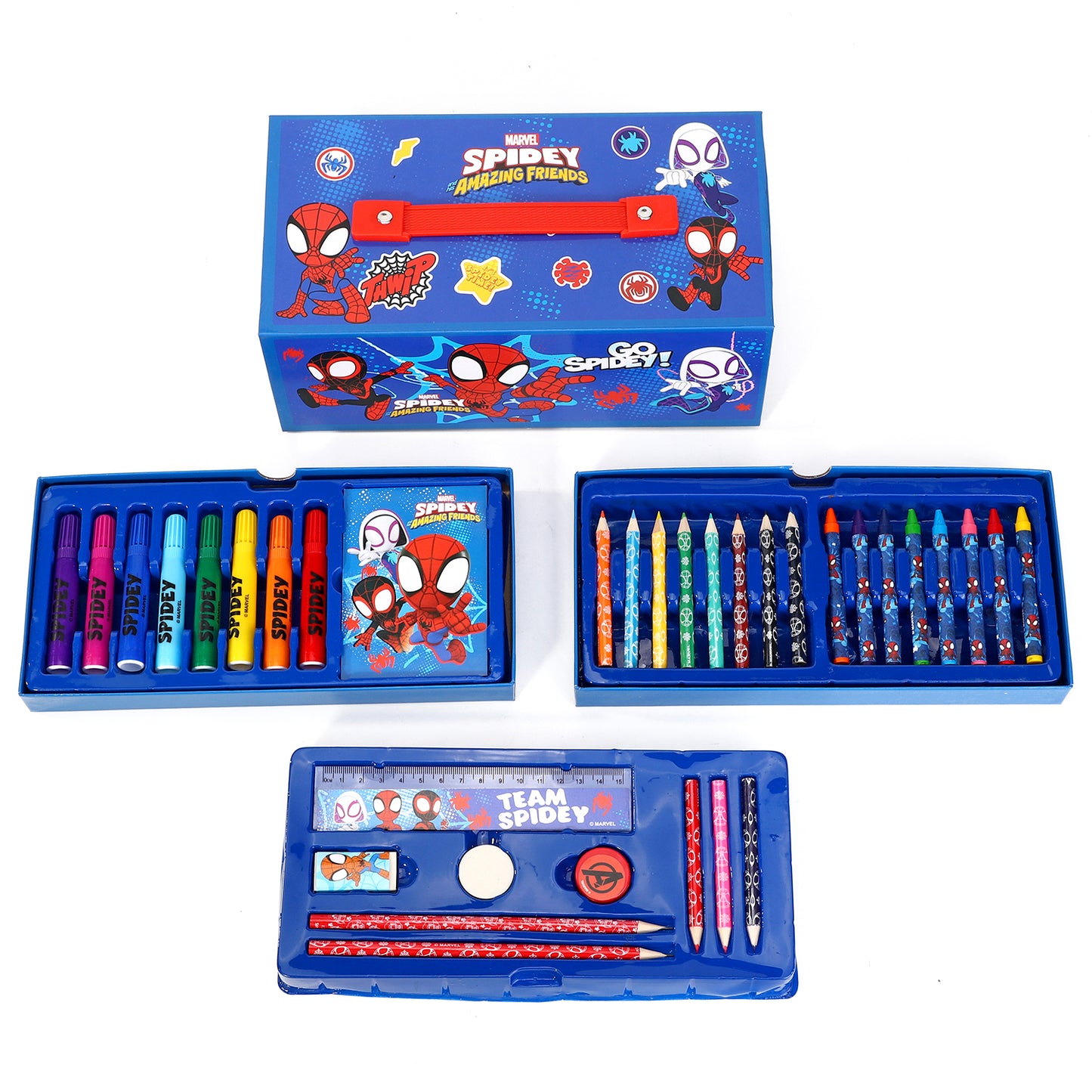 Spidey Kids 34pc Colouring Art Stationery Travel Set for Children