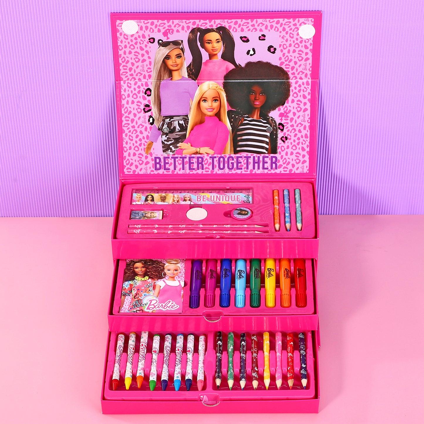 Barbie Kids 34pc Colouring Art Stationery Travel Set for Children