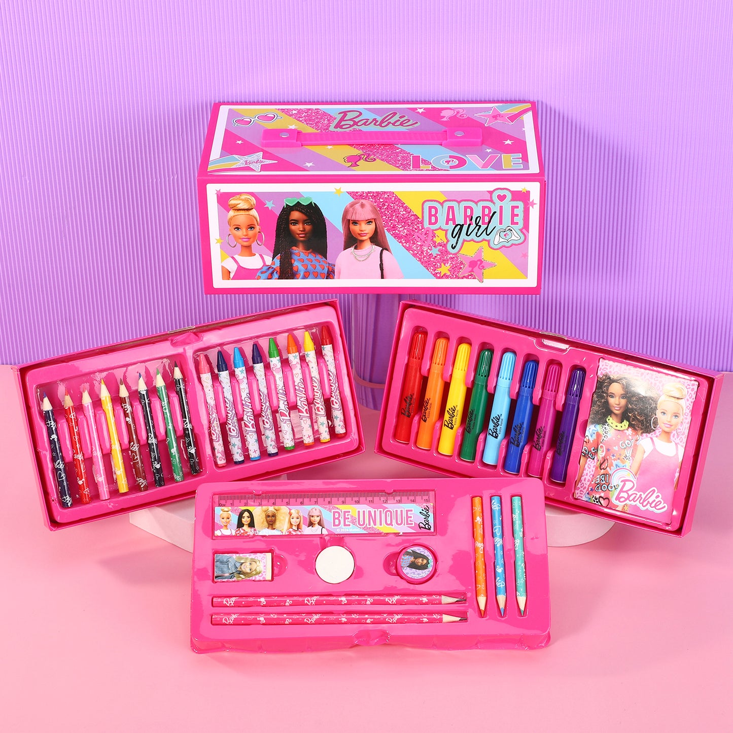 Barbie Kids 34pc Colouring Art Stationery Travel Set for Children