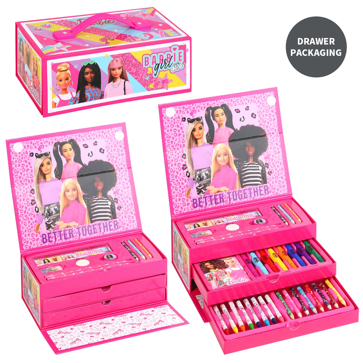Barbie Kids 34pc Colouring Art Stationery Travel Set for Children