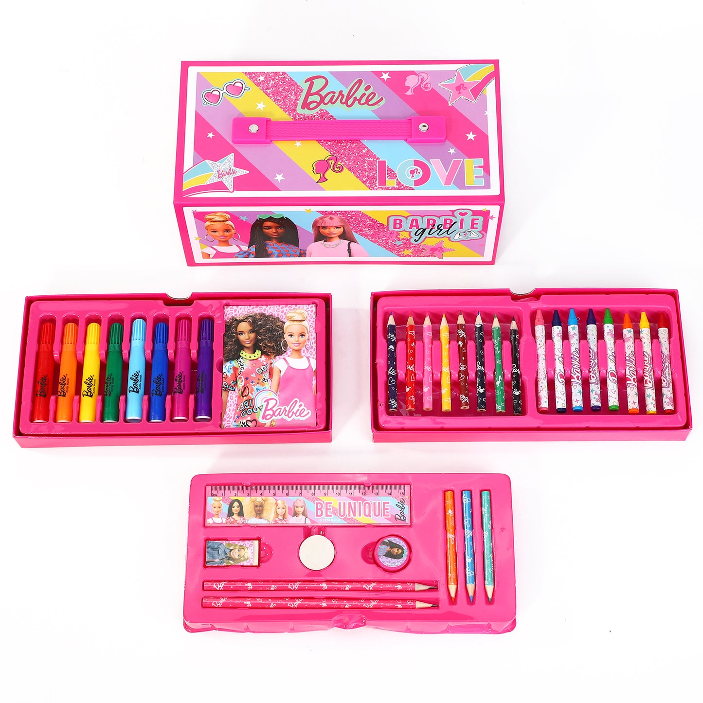 Barbie Kids 34pc Colouring Art Stationery Travel Set for Children