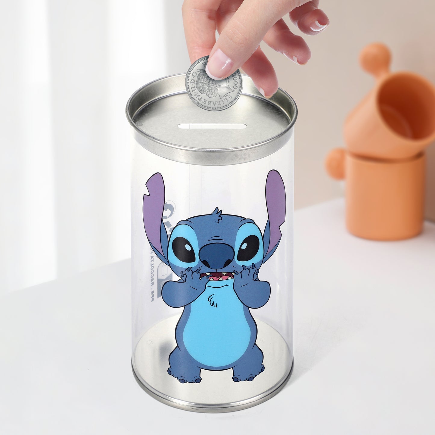 Disney Stitch 4 Pair Ankle Cotton Socks for Kids Packed in Round Piggy Bank Plastic Cylinder (UK, Age, 11-14 Years, Regular)