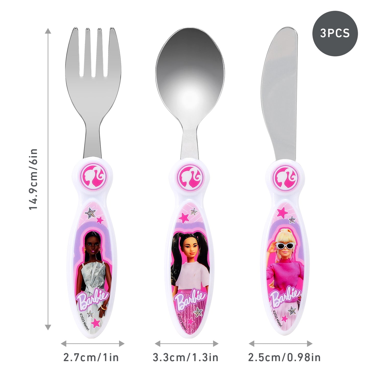 Barbie Children's Kids 3pcs Cutlery Set