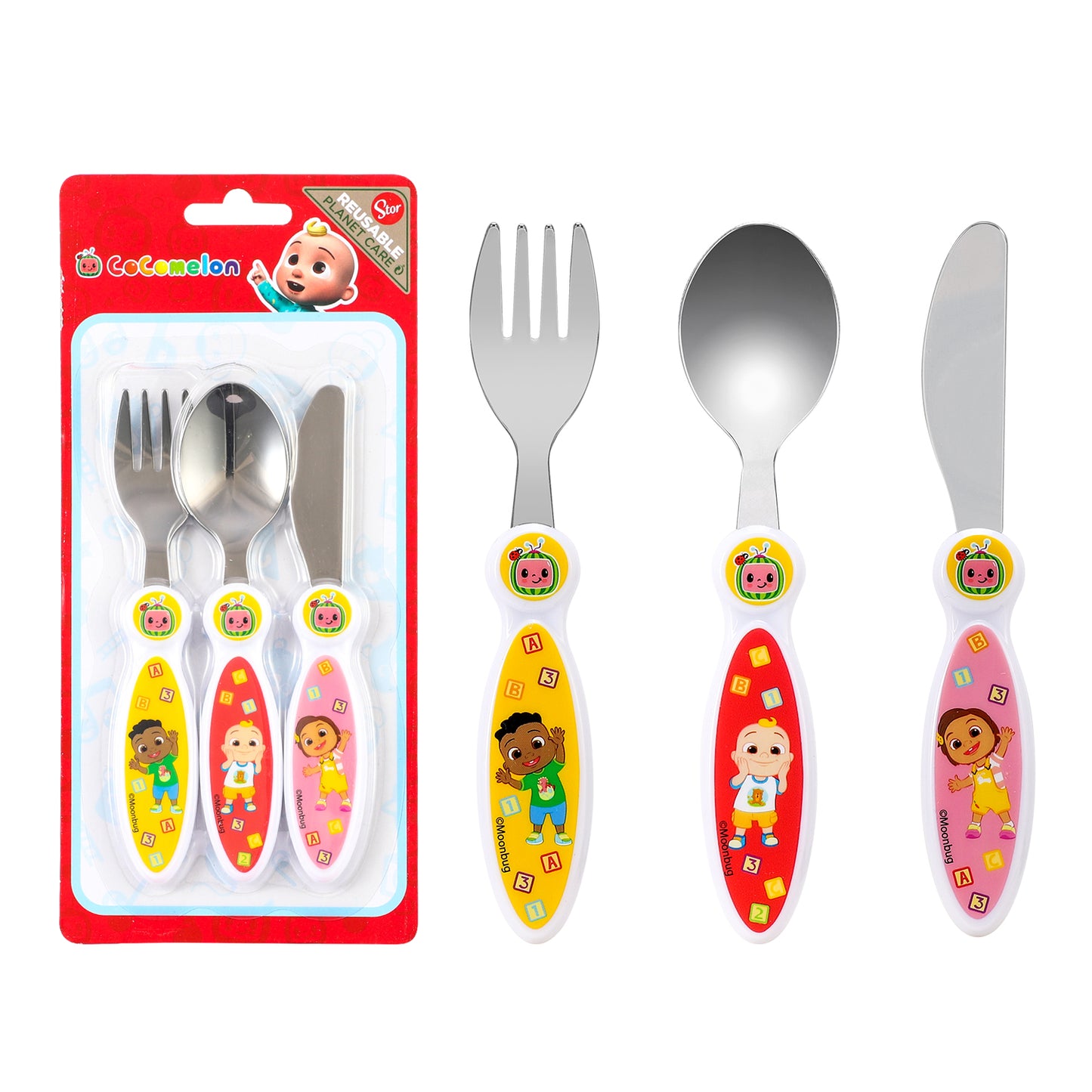Cocomelon Children's Kids 3pcs Cutlery Set