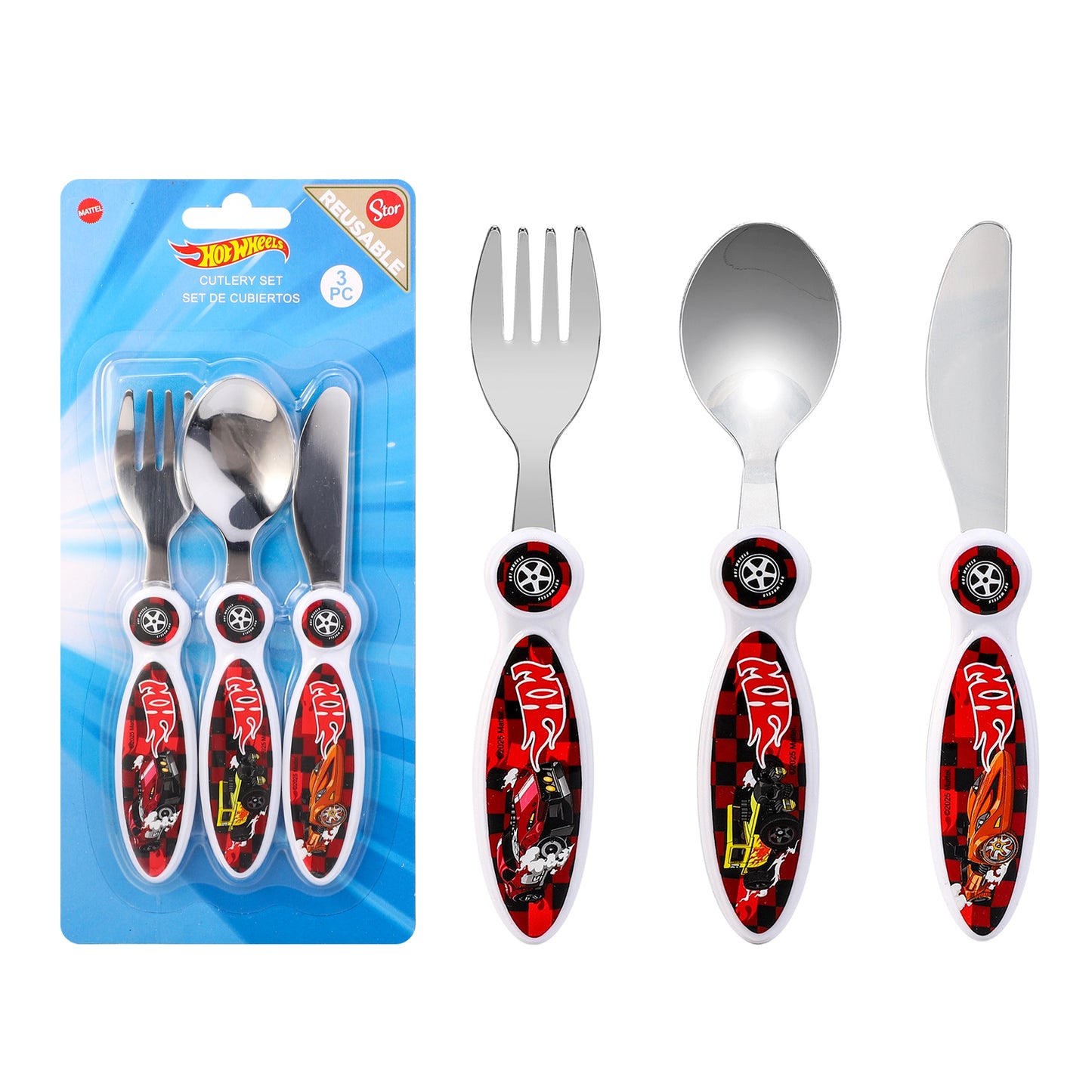 Hot Wheels Children's Kids 3pcs Cutlery Set
