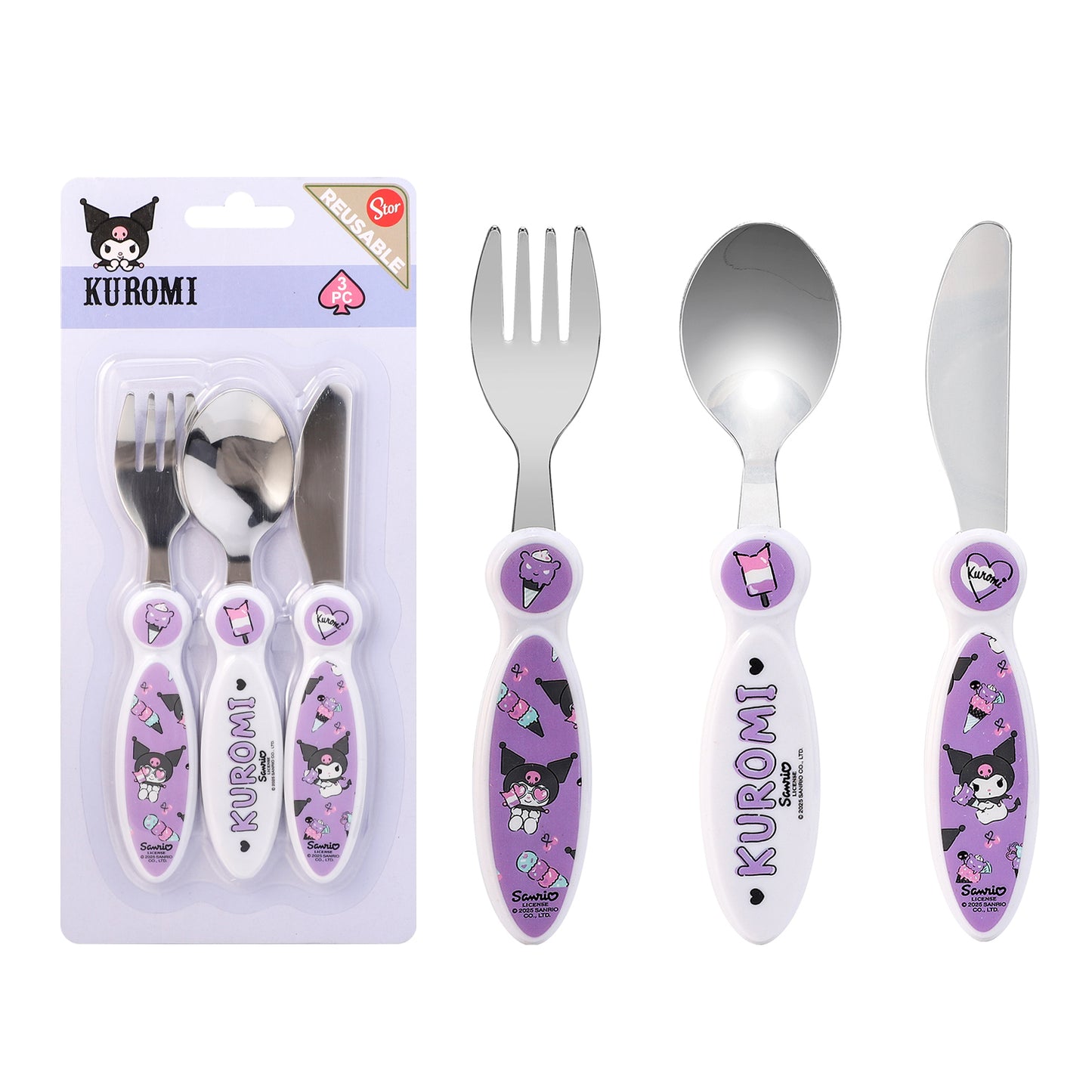 Kuromi Children's Kids 3pcs Cutlery Set