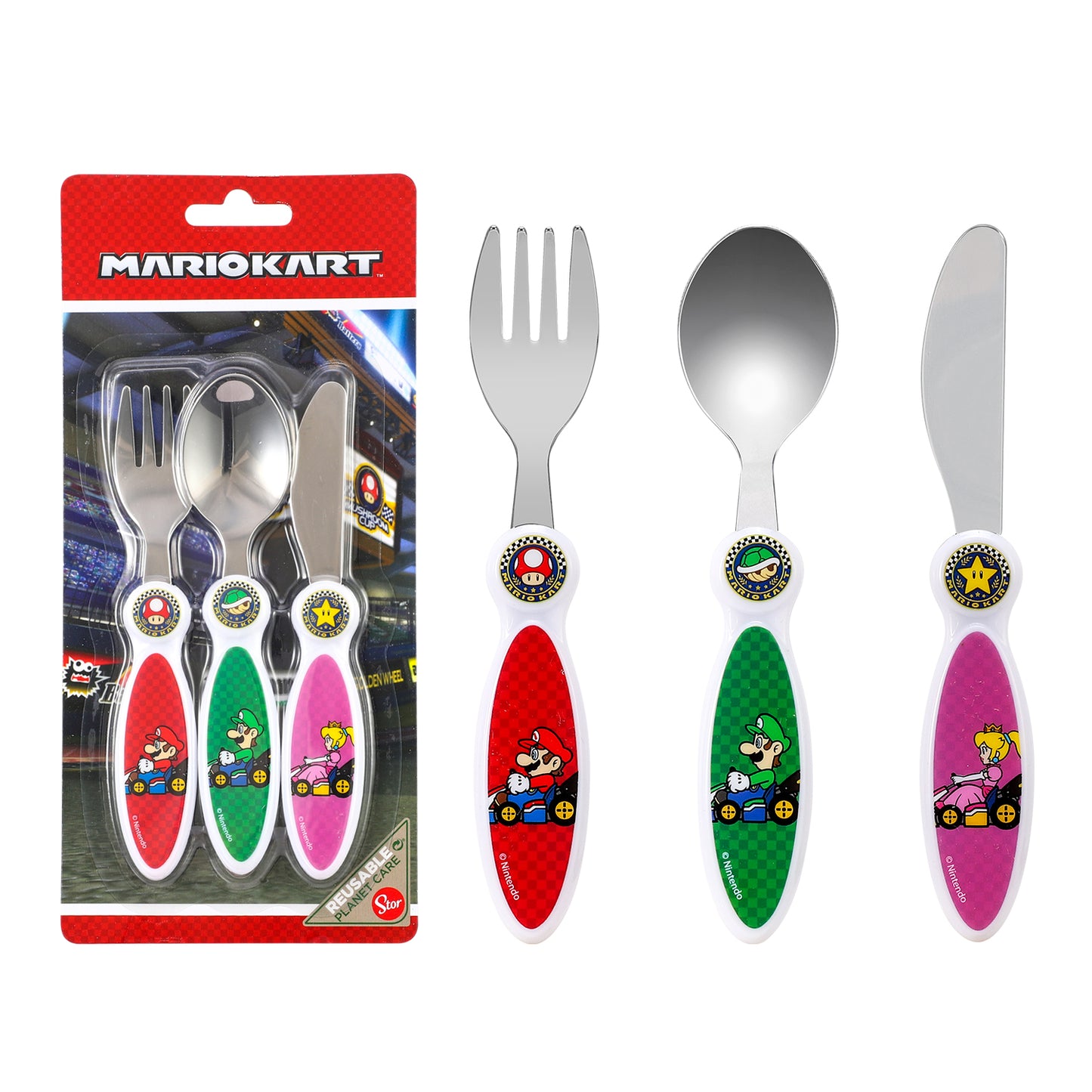 Mario Kart Children's Kids 3pcs Cutlery Set