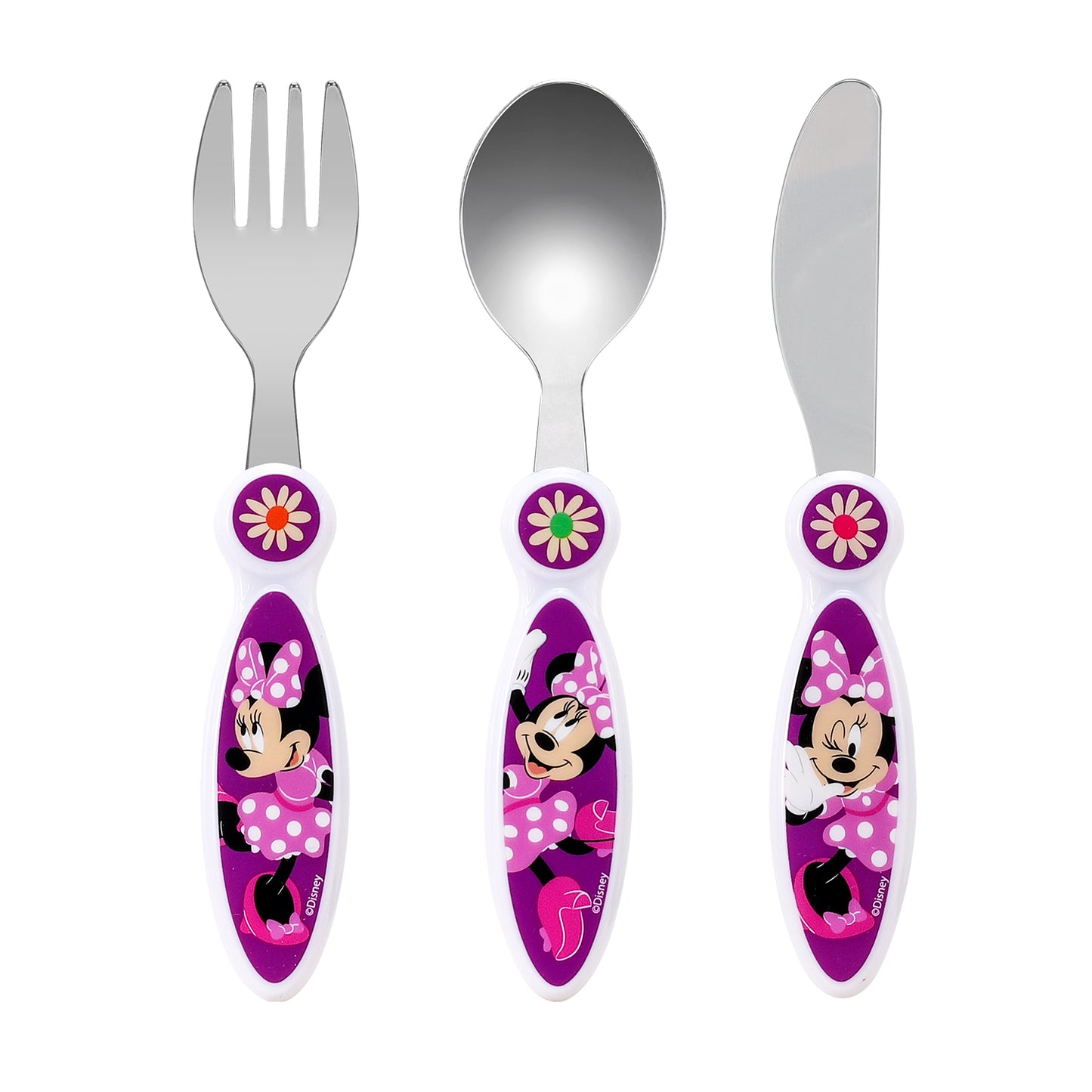 Minnie Mouse Kids 6 Piece Reusable Dinner Set - Plate/Bowl/Cup/Knife/Fork/Spoon - Childrens Dinnerware Tableware Cutlery Set