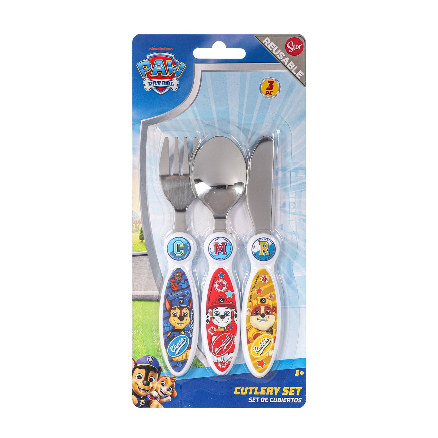 Paw Patrol Boy Children's Kids 3pcs Cutlery Set - Knife/Fork/Spoon