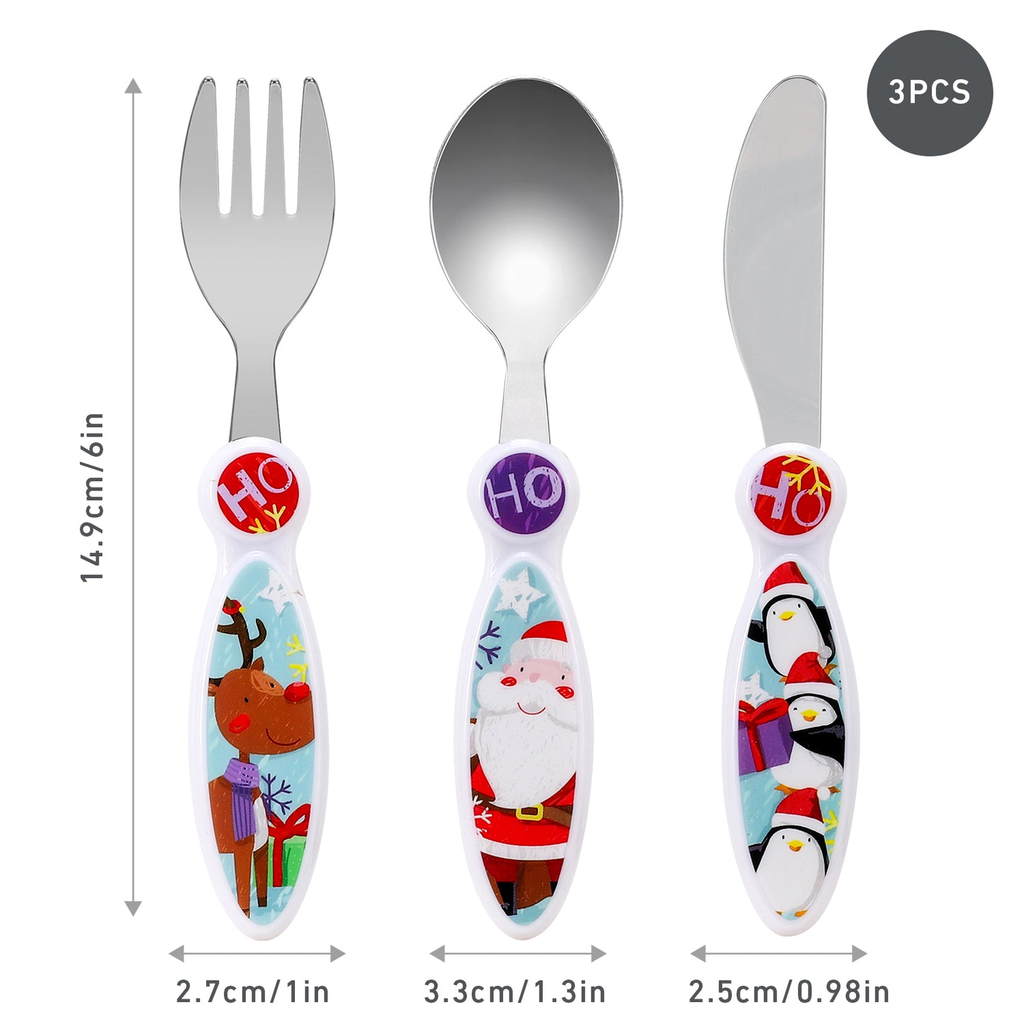 Christmas Kids 6 Piece Reusable Dinner Set - Plate/Bowl/Cup/Knife/Fork/Spoon - Childrens Dinnerware Tableware Cutlery Set