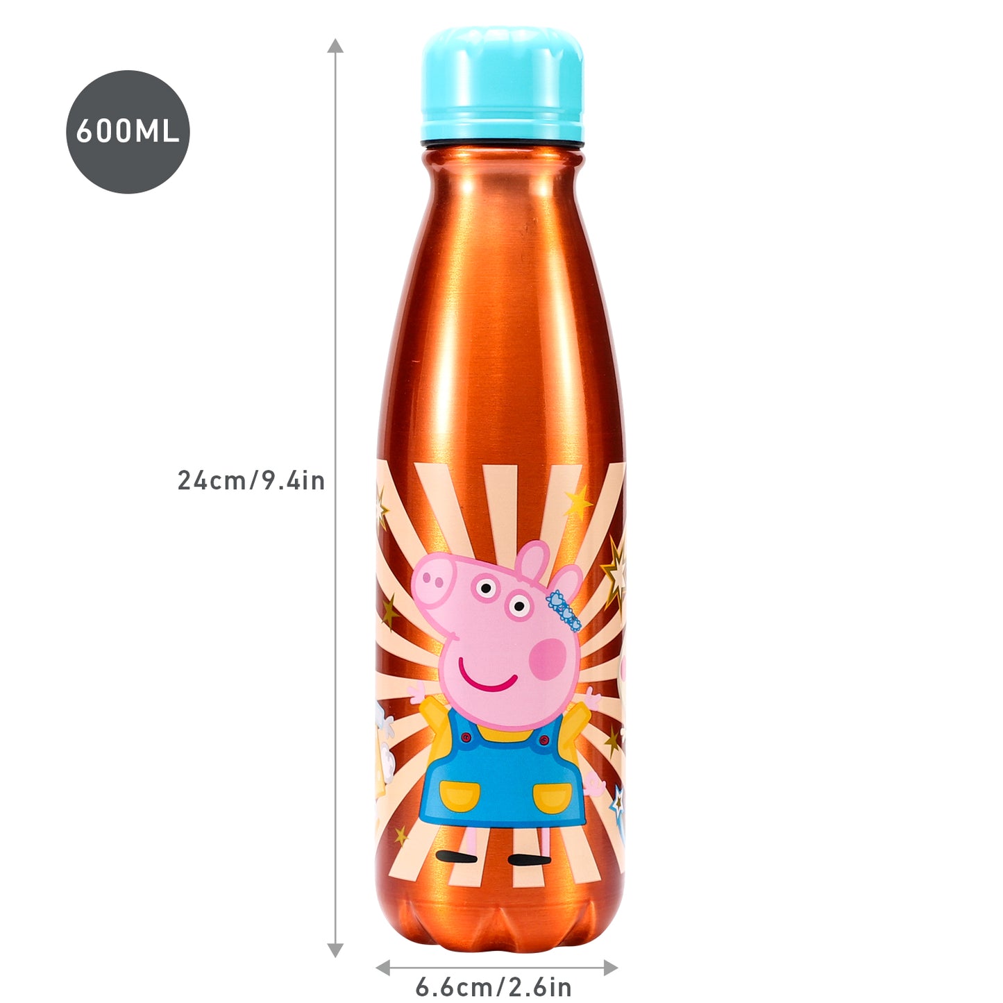 Peppa Pig Children's Aluminum Reusable Water Bottle 600ml