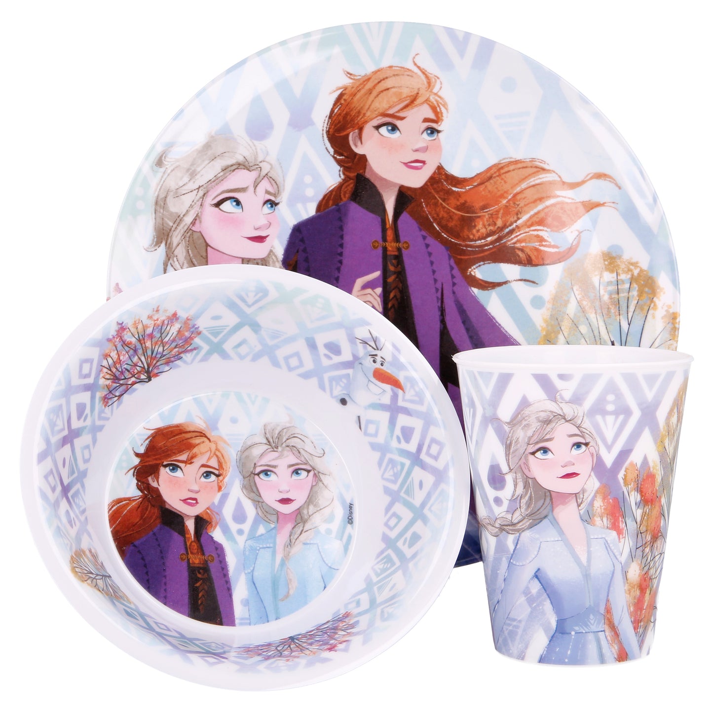 Frozen II Elements 3 Pcs Melamine Set W/O Rim (Plate, Bowl & Tumbler 260 Ml), BPA free