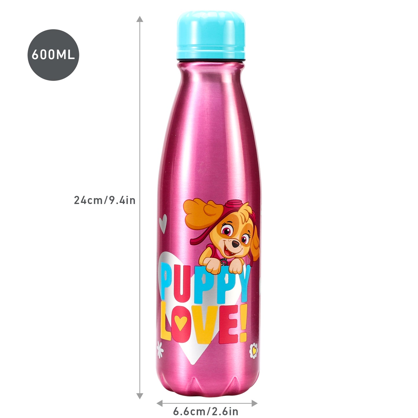 Paw Patrol Girls Children's Aluminum Reusable Water Bottle 600ml