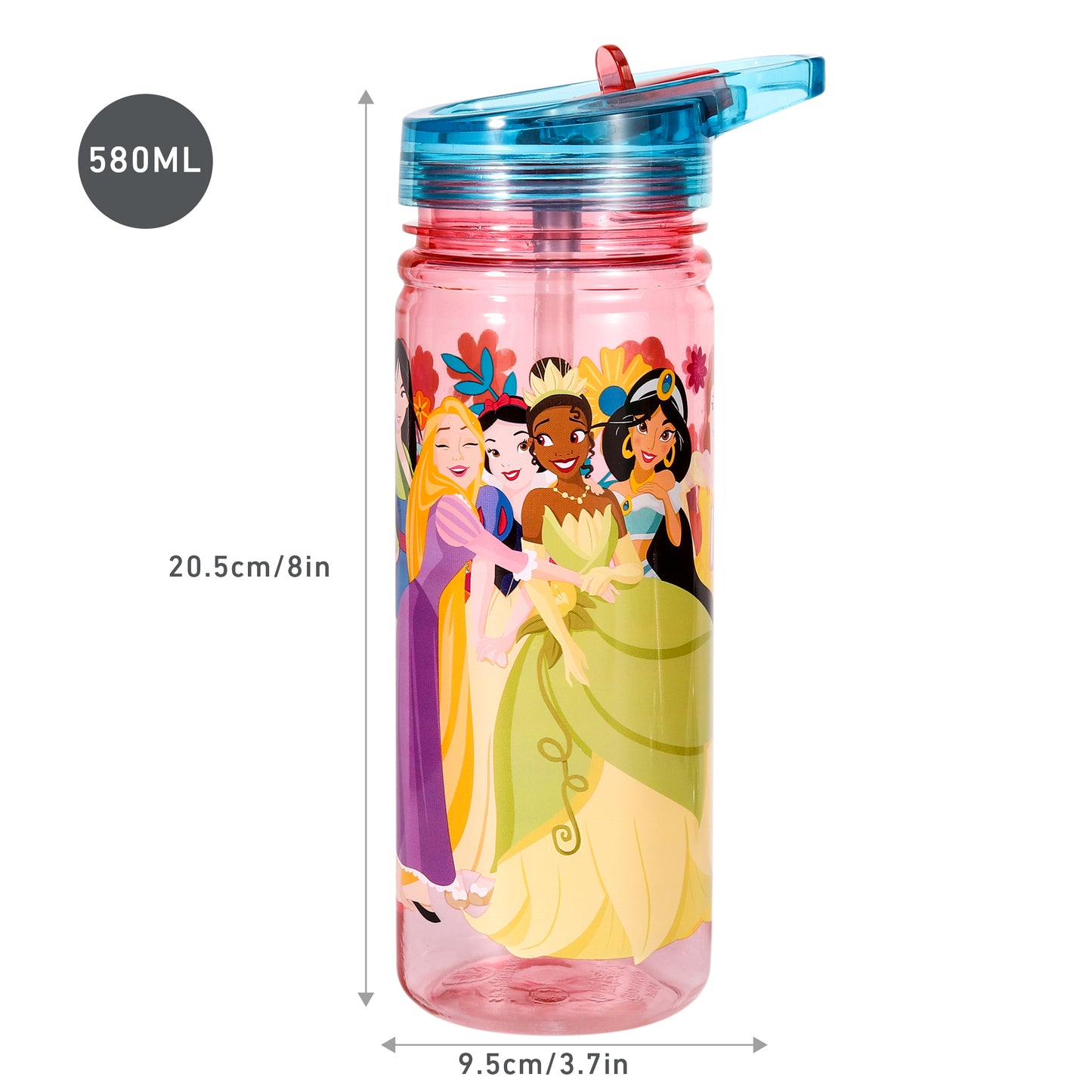Disney Princess 580ml Water Bottle for Kids, School Drinks Bottle Made of Durable Ecozen BPA Free