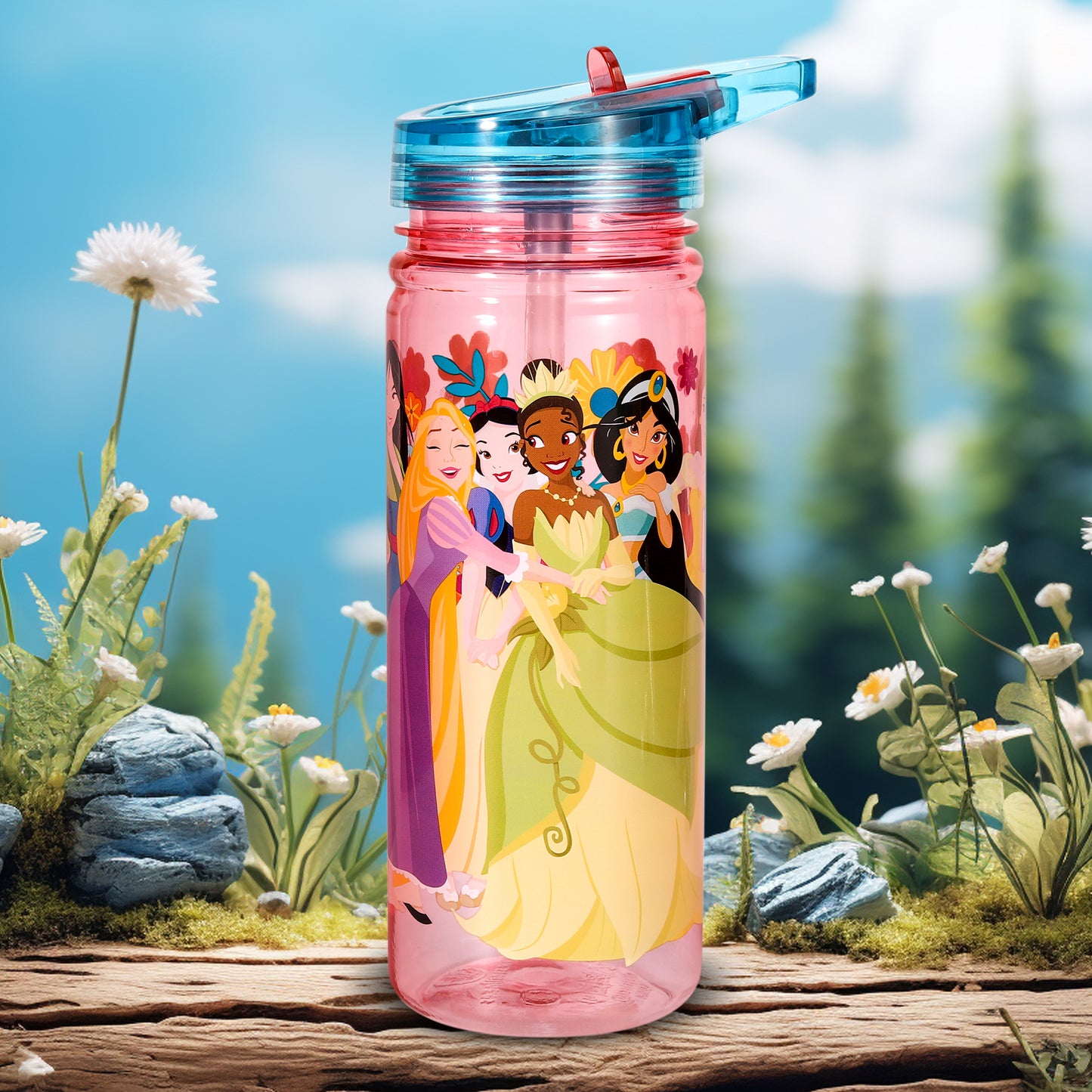 Disney Princess 580ml Water Bottle for Kids, School Drinks Bottle Made of Durable Ecozen BPA Free