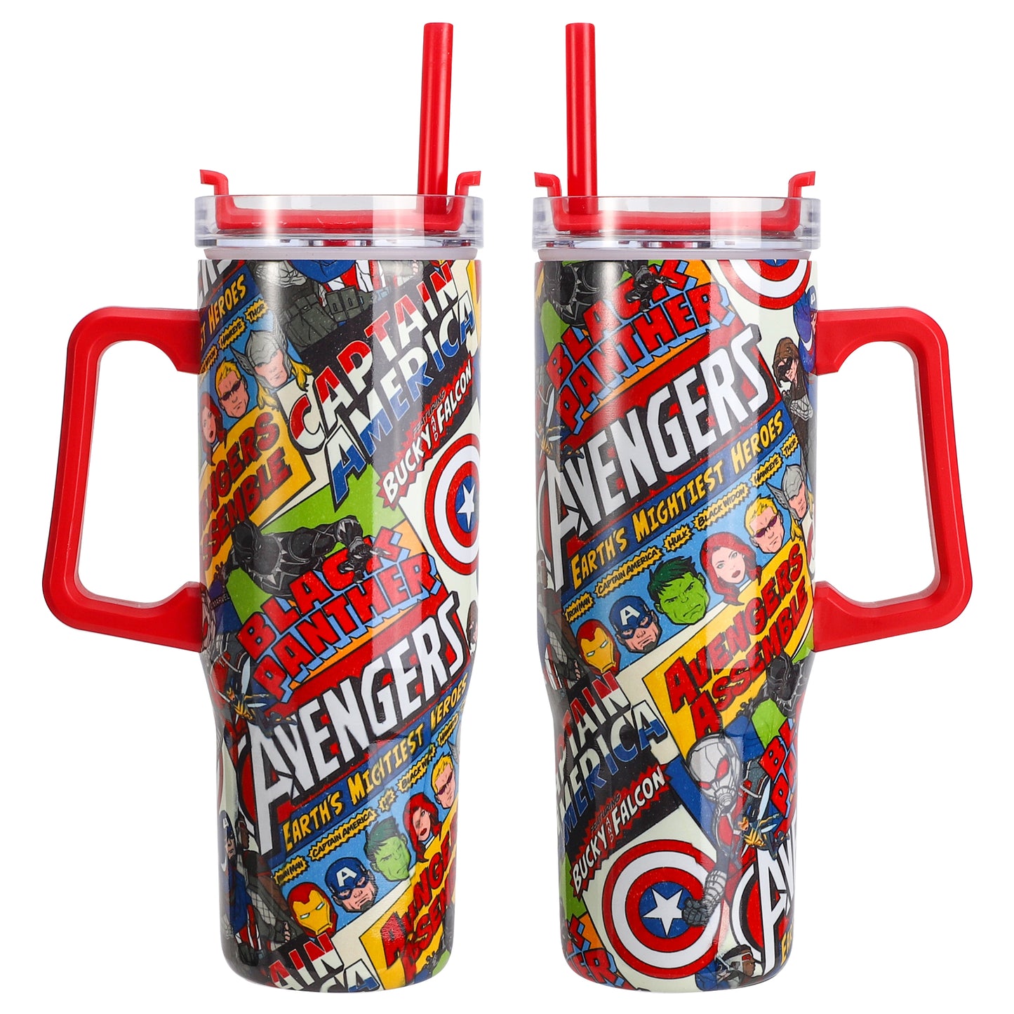 Avengers 940mL/33oz Double Walled Vacuum Insulated Stainless Steel Tumbler Cup with Handle and Straw