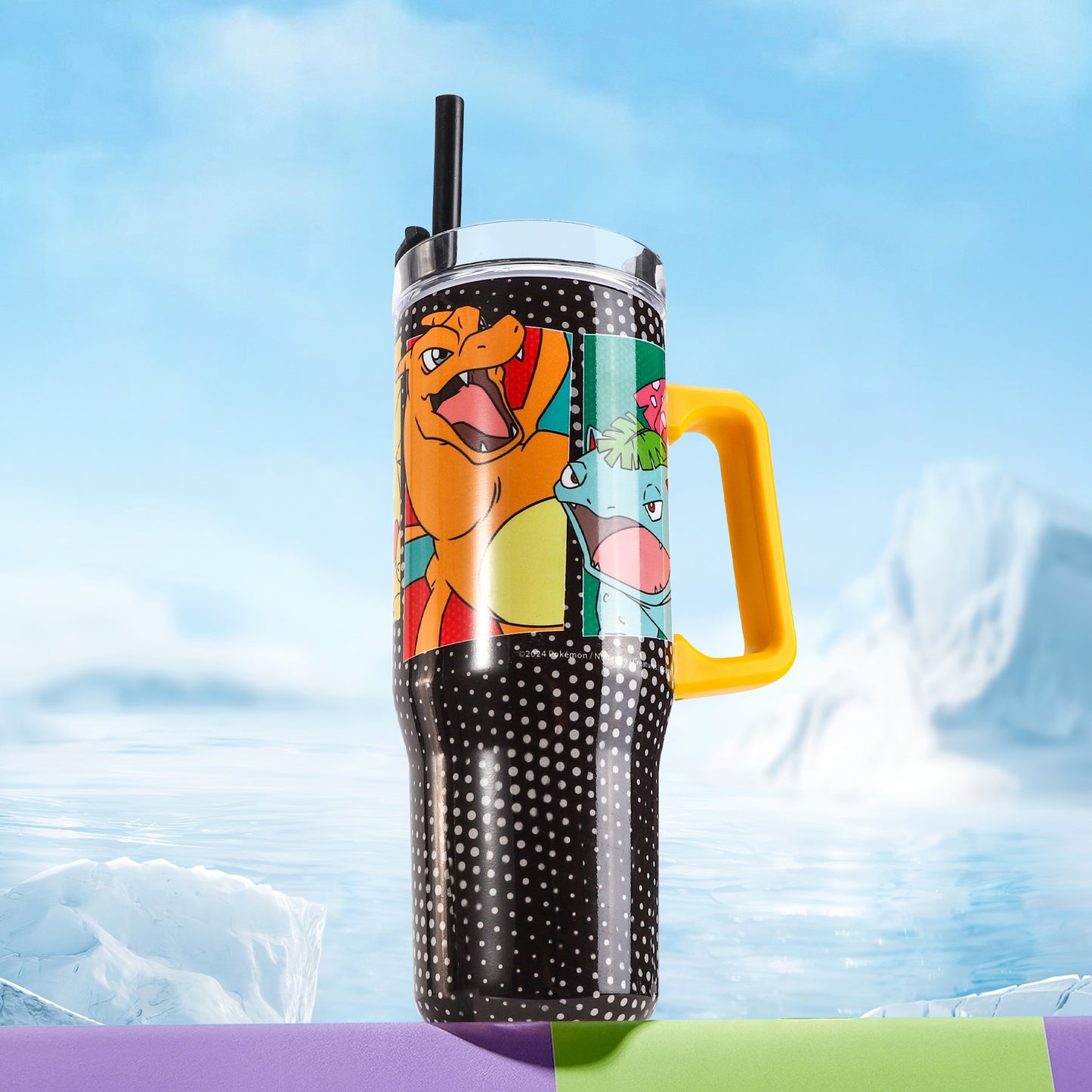 Pokémon 940mL/33oz Double Walled Vacuum Insulated Stainless Steel Tumbler Cup with Handle and Straw
