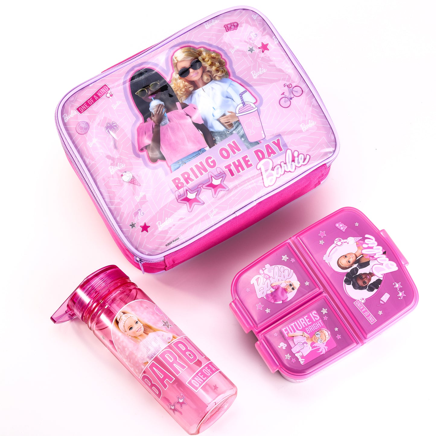 Barbie Kids Lunch Box Set – Insulated Lunch Bag, Multicompartment Lunch Box & 580ml Water Bottle, BPA Free