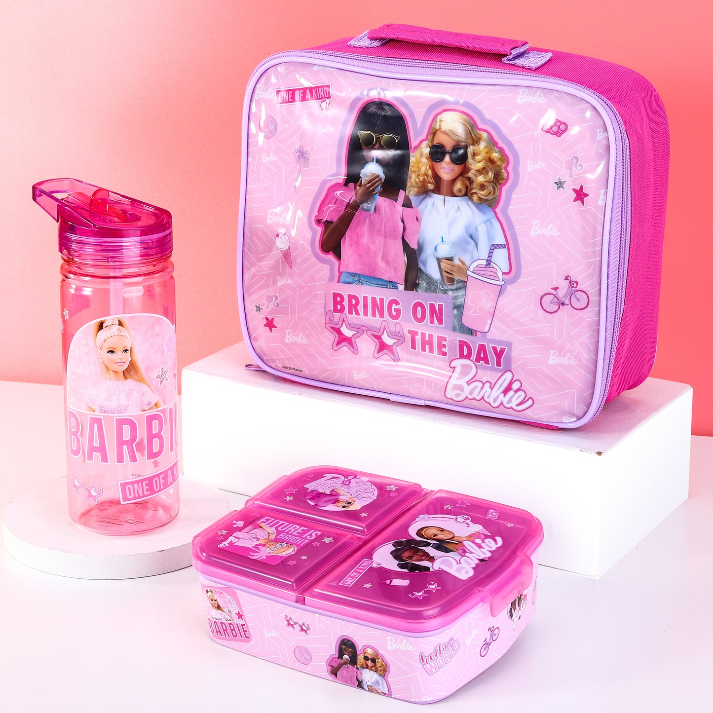 Barbie Kids Lunch Box Set – Insulated Lunch Bag, Multicompartment Lunch Box & 580ml Water Bottle, BPA Free