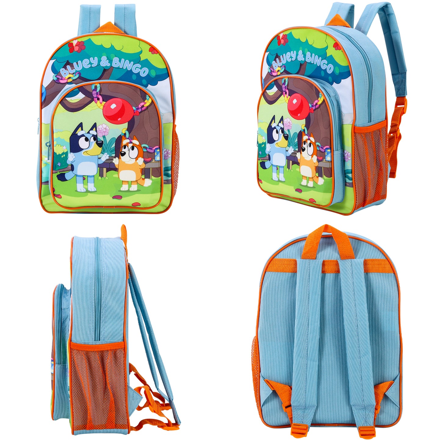 Bluey Bingo Childrens Backpack Bag Boys Girls with side mesh pocket