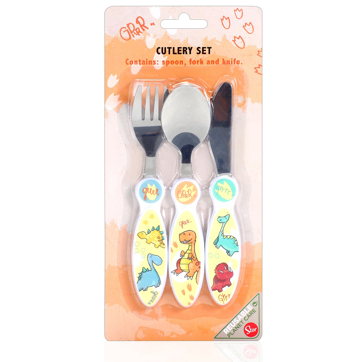 Dinosaurs Children's Kids 3pcs Cutlery Set