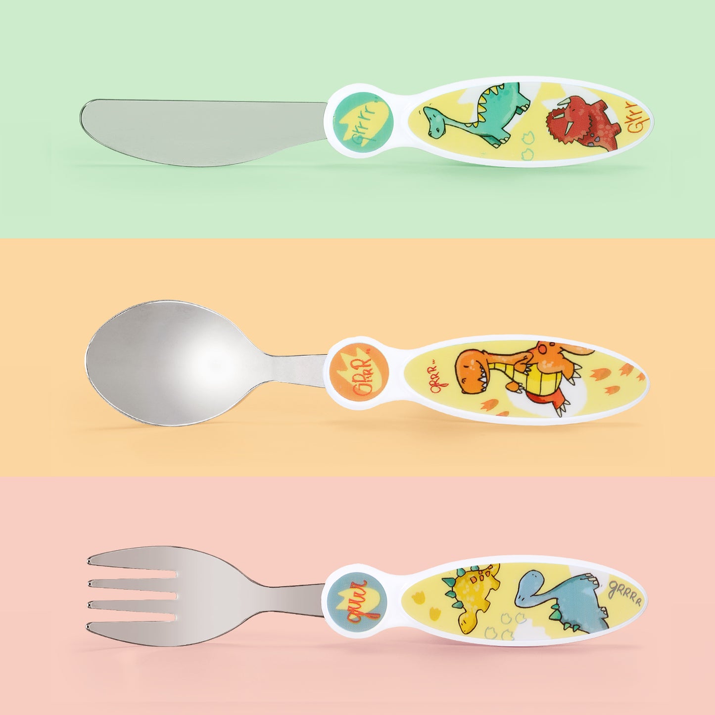 Dinosaurs Children's Kids 3pcs Cutlery Set